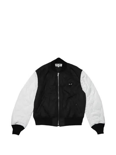 Comme Des Garçons Play Quilted Heart-print Bomber Jacket In Black
