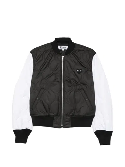 Comme Des Garçons Play Quilted Logo-print Jacket In White