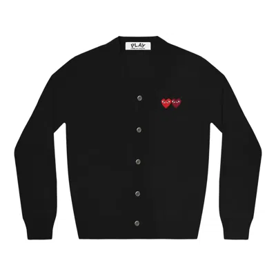 Comme Des Garçons Play Red And Burgundy Heart Cardigan Unisex In Black