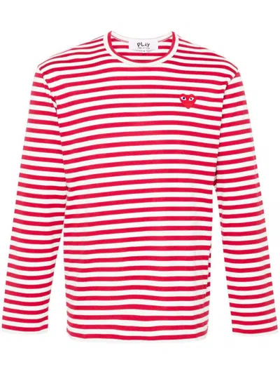 Comme Des Garçons Play Red And White Cotton T-shirt