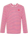 Shop Comme Des Garçons Play Red And White Cotton T-shirt