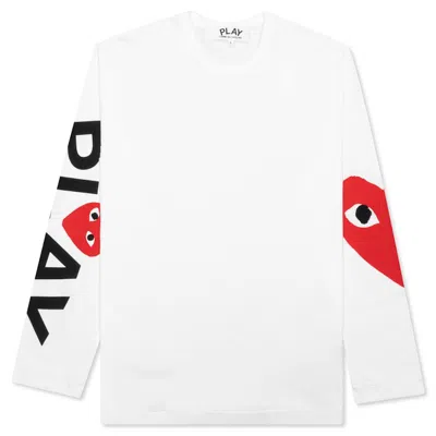 Pre-owned Comme Des Garçons Play Red Big Heart Long Sleeve T-shirt In White