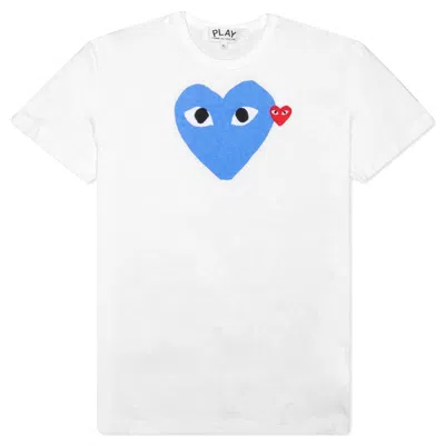 Pre-owned Comme Des Garçons Play Red Emblem Heart T-shirt In White/blue