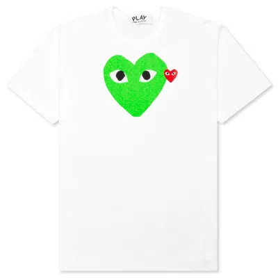 Pre-owned Comme Des Garçons Play Red Emblem Heart T-shirt In White/green