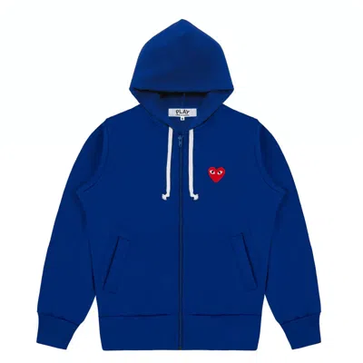 Comme Des Garçons Play Red Emblem Hoodie Unisex In Blue