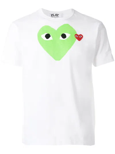 Comme Des Garçons Play Red Emblem Knit T-shit In White