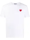 Comme Des Garçons Play Red Emblem Knit Ts-hirt In White