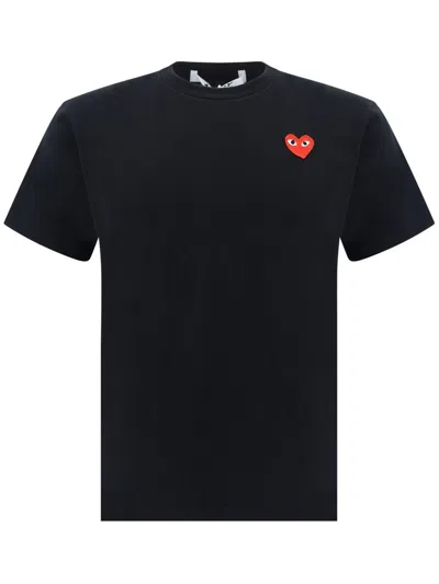 Comme Des Garçons Play Red Emblem Knit Ts-hirt In Black