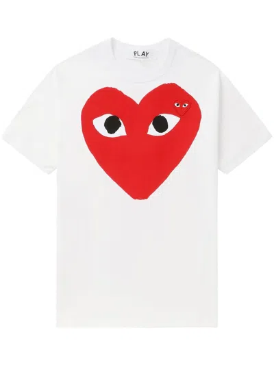 Comme Des Garçons Play Red Emblem Knit T-shirt In White