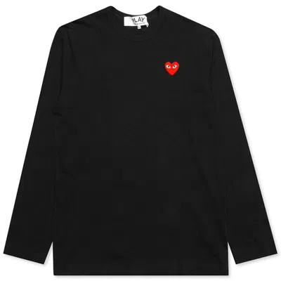 Pre-owned Comme Des Garçons Play Red Emblem Long Sleeve T-shirt In Black