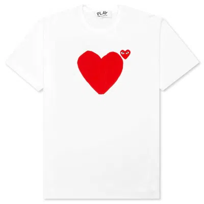 Pre-owned Comme Des Garçons Play Red Emblem No Eyes T-shirt In White