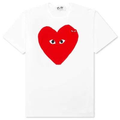 Pre-owned Comme Des Garçons Play Red Emblem Small Eyes T-shirt In White