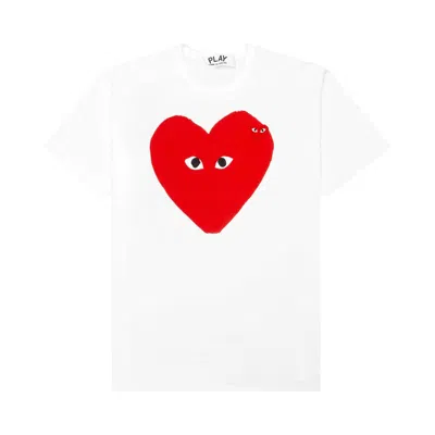 Pre-owned Comme Des Garçons Play Red Emblem Tee 'white' | Men's Size S