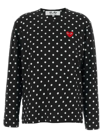 Comme Des Garçons Play Polka Dot T-shirt In Black