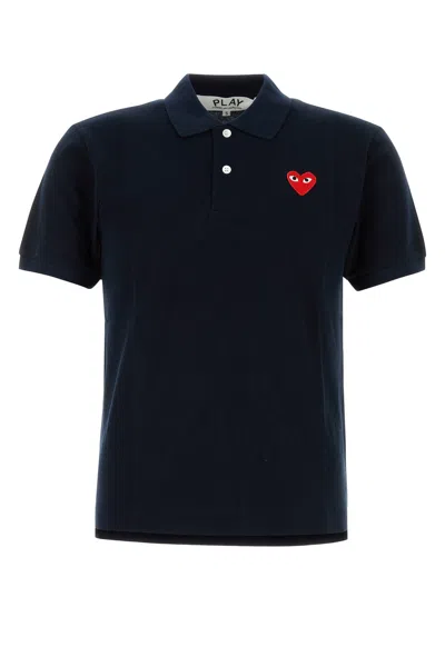 Comme Des Garçons Play Comme Des Garcons Play Polo Unisex In Cotone Nero Con Logo Cuore Rosso In Black