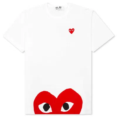 Pre-owned Comme Des Garçons Play Red Half Heart T-shirt In White