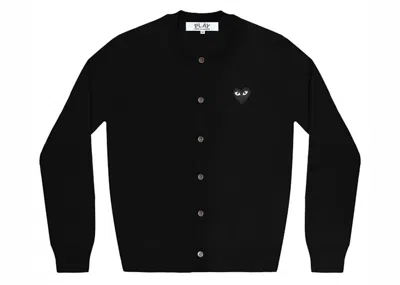 Pre-owned Comme Des Garçons Play Red Heart Cardigan In Black