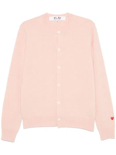 Comme Des Garçons Play Red Heart Cardigan In Pink