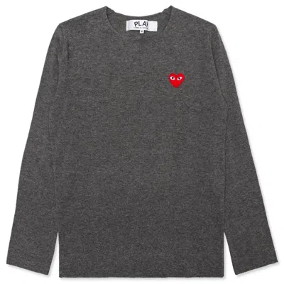 Pre-owned Comme Des Garçons Play Red Heart Crewneck Sweatshirt Sweater In Grey