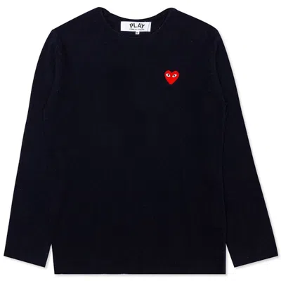 Pre-owned Comme Des Garçons Play Red Heart Crewneck Sweatshirt Sweater In Navy Blue