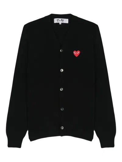 Comme Des Garçons Play Red-heart Emblem Cardigan In Black