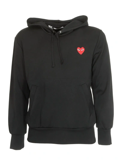 COMME DES GARÇONS PLAY RED HEART HOODIE IN BLACK
