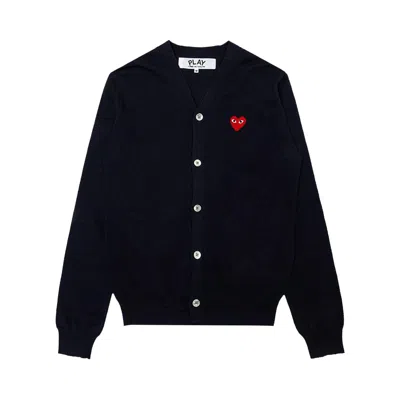 Pre-owned Comme Des Garçons Play Red Heart Knit Cardigan Sweater | Blue | Men's Size M