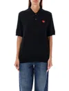 Comme Des Garçons Play Heart Embroidered Polo Collar Short Sleeves In Black
