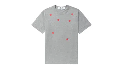 Pre-owned Comme Des Garçons Play Red Heart Logo Tee Shirt In Grey