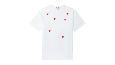 Pre-owned Comme Des Garçons Play Red Heart Logo Tee Shirt In White