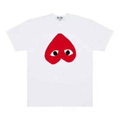 Comme Des Garçons Play Red Heart Logo T-shirt In White