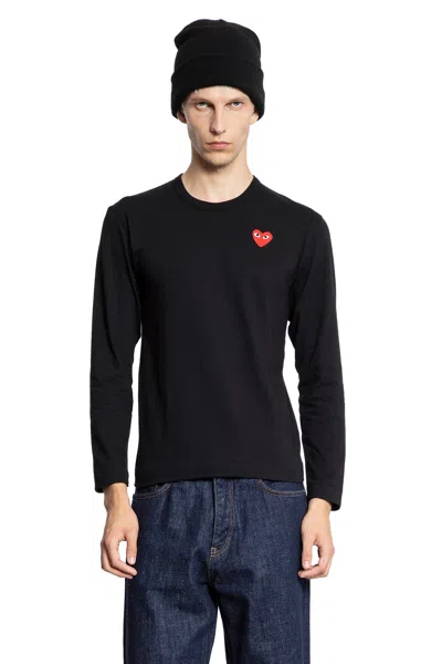 Comme Des Garçons Play Red Heart Long Sleeve T-shirt In Black