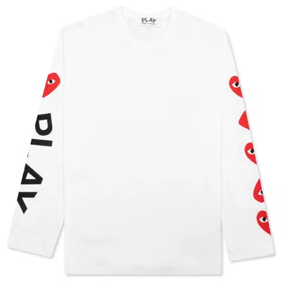 Pre-owned Comme Des Garçons Play Red Heart Long Sleeve T-shirt In White