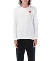 Comme Des Garçons Play White Heart Patch Long Sleeve T-shirt In White