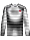 Comme Des Garçons Play Red Heart Long-sleeved Striped T-shirt In Black