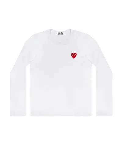 Comme Des Garçons Play Red Heart Long-sleeved T-shirt In White