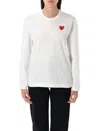 Comme Des Garçons Play White Heart Patch Long Sleeve T-shirt