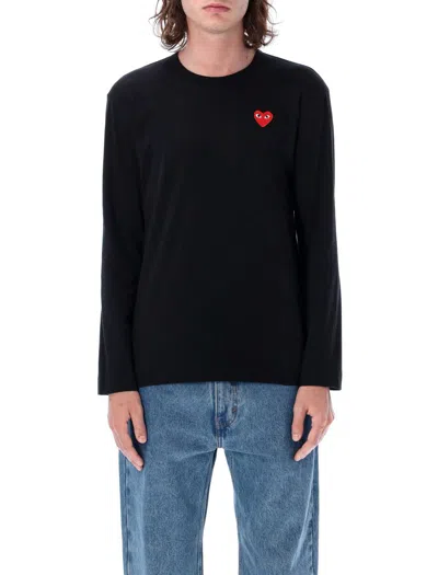 Comme Des Garçons Play Red Heart L/s T-shirt In Black