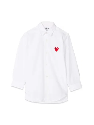 Comme Des Garçons Play Kids' Red Heart M/l Shirt In White