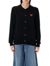 Comme Des Garçons Play Long-sleeved Knitted Cardigan In Black