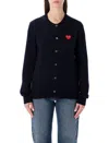 Comme Des Garçons Play Red Heart Patch Cardigan In Blue