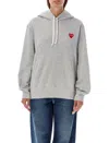 Comme Des Garçons Play Unisex Light Grey Cotton Hoodie With Red Heart