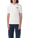 Comme Des Garçons Play Heart Patch Polo Shirt In White
