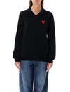 Comme Des Garçons Play Heart-patch Wool Jumper In Black