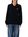 Comme Des Garçons Play Heart-patch Wool Jumper In Black