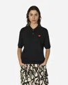 Comme Des Garçons Play Heart-patch Wool Polo Shirt In Black