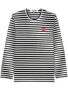 Comme Des Garçons Play Heart-patch Striped Cotton T-shirt
