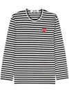 Comme Des Garçons Play Omme Des Garcons Play Single Heart Stripe T Shirt In Black