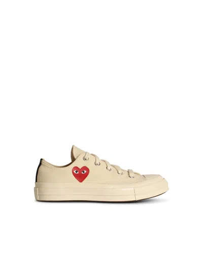 Comme Des Garçons Play Red Heart White Tela Sneakers