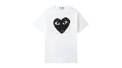 Pre-owned Comme Des Garçons Play Red Heart X Studs Tee Shirt In White